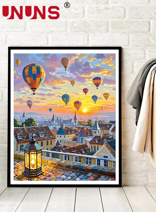 UNUNS DIY Paint by Numbers for Beginners,Hot-air Balloon Paint by Numbers With Framed,DIY Painting Acrylic Paint by Numbers Painting Kit Home Wall Living Room Bedroom Decoration,40x50CM - Image 2